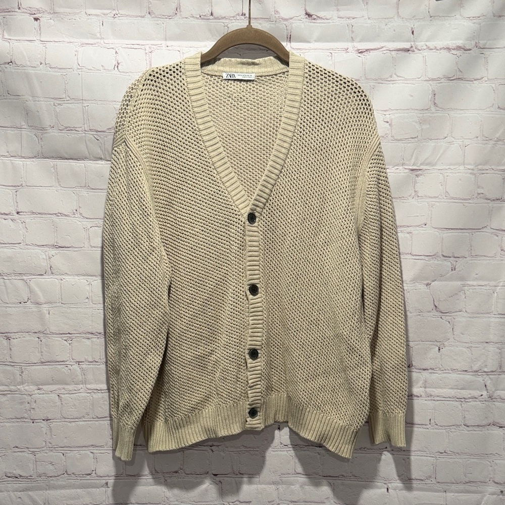 Zara Womans Button-Up Knit Cardigan Sweater‎ Size Medium